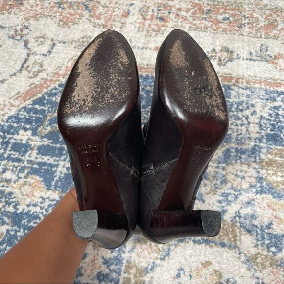 Banfi Zambrelli Heeled Boots Cropped Bootie Women’s 8.5 Brown Pebbled Leather - Picture 6 of 10